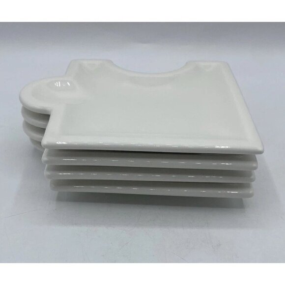 Vintage Syracuse China Set 4 Ceramic 5” X 6” Puzzle Piece Appetizer Plates USA - Picture 13 of 16